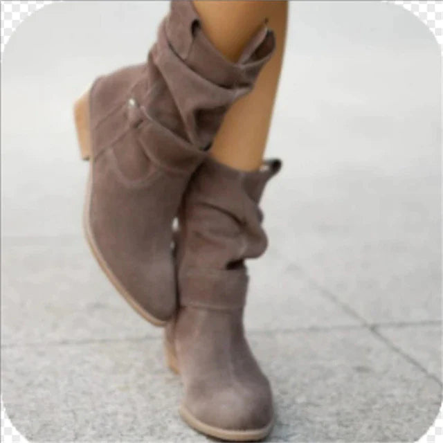 Avice - Lässige Faux Stiefel mit Niedrigem Absatz